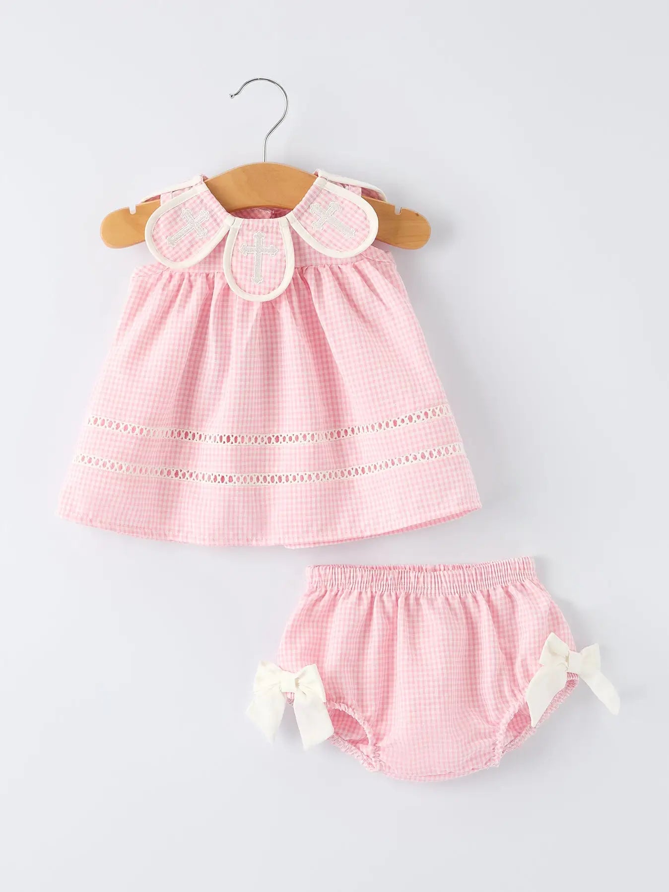 Pink Smocked Bishop Bloomer Set