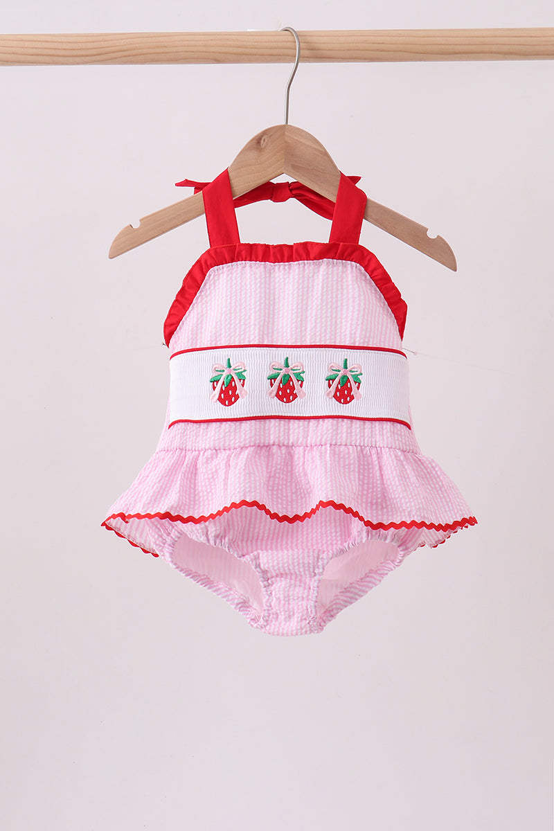 Strawberry Picnic Smocked Swimsuit