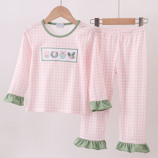 Pink Nutcracker Embroidery Gingham Bubble