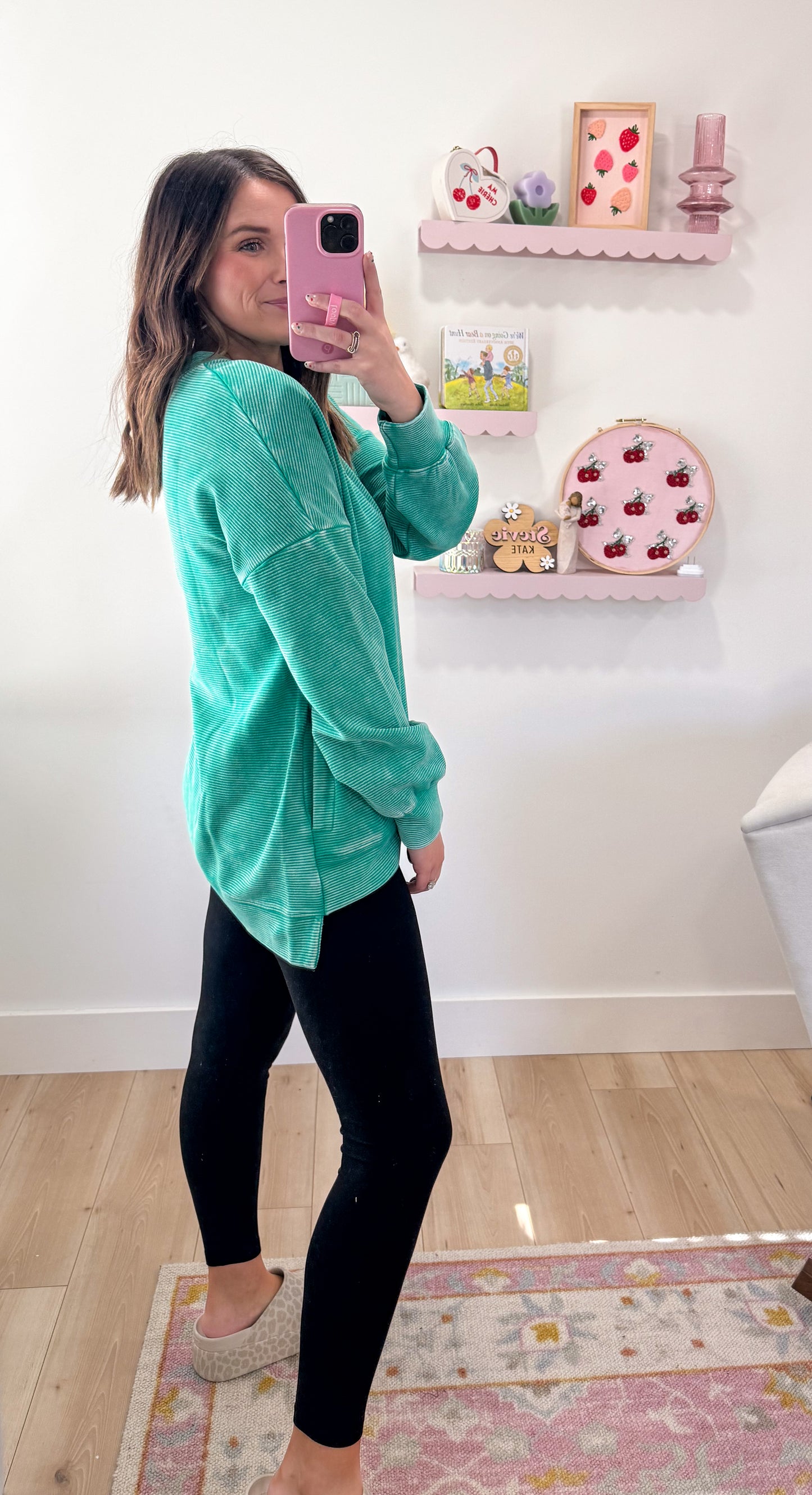 Kyler Ribbed Pullover, Kelly Green