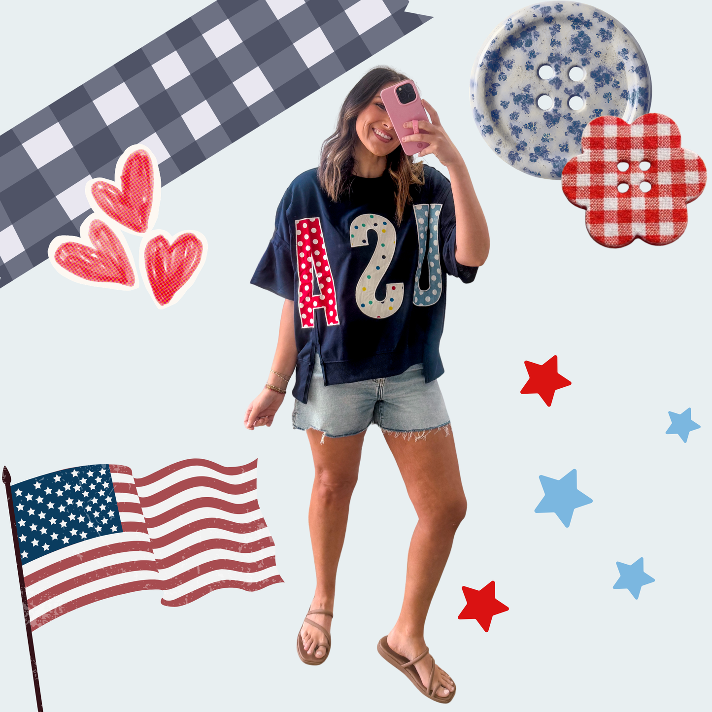 USA Polka Dot Patchwork Top