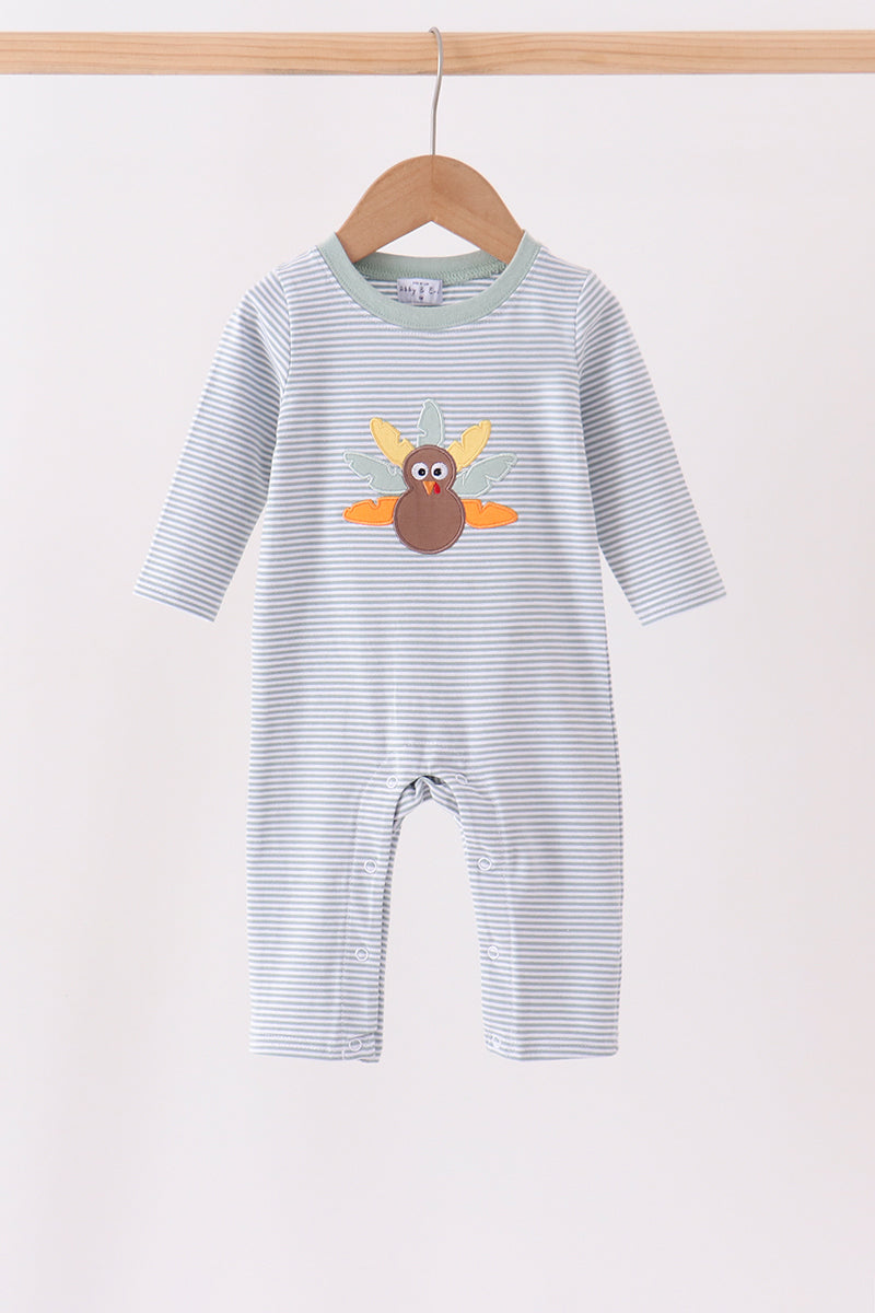 Sage Turkey Stripe Romper