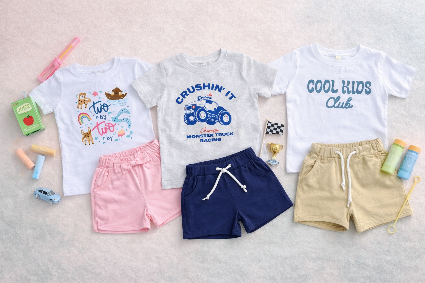 Navy & White Drawstring Shorts