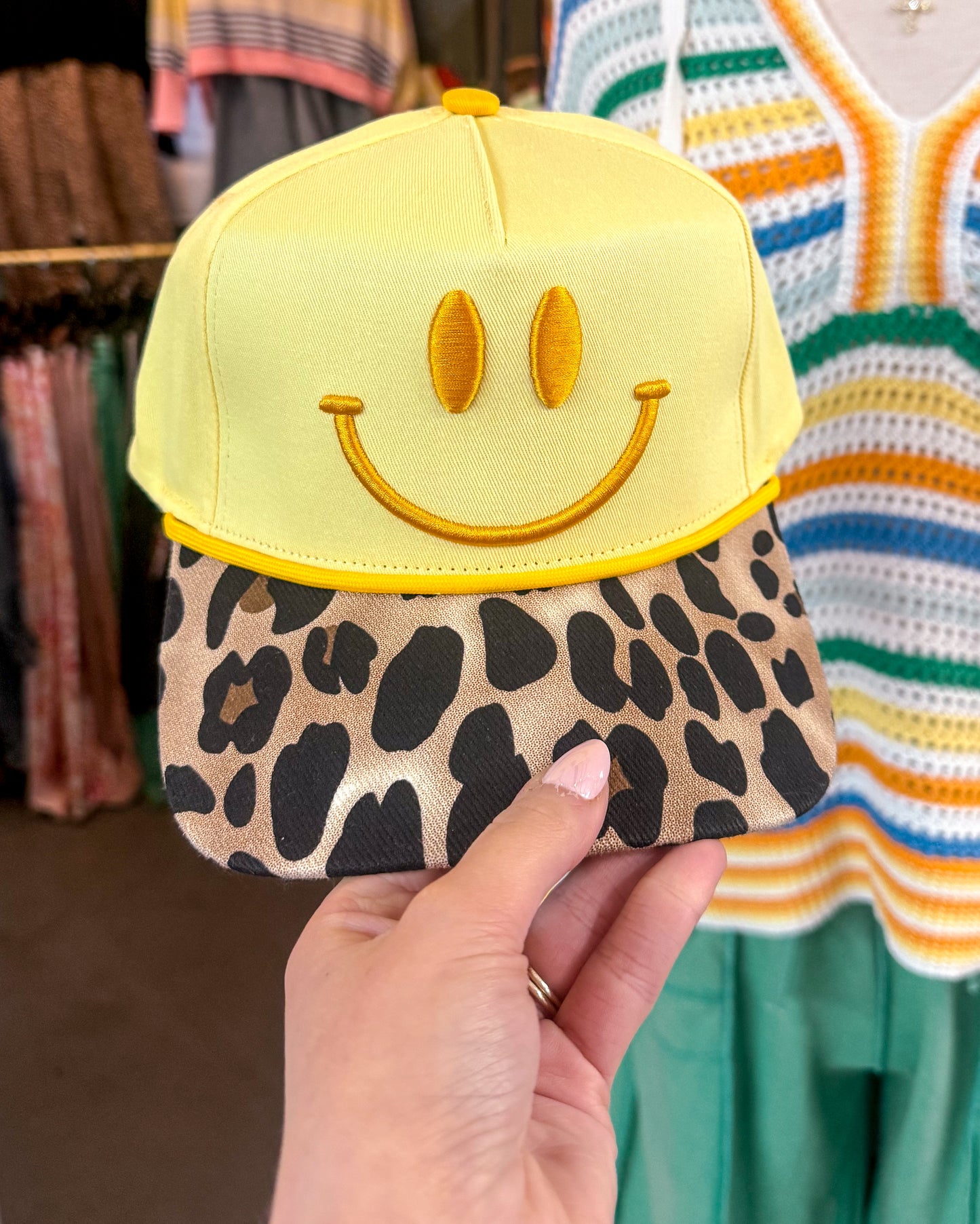 Smiley Leopard Brim Hat