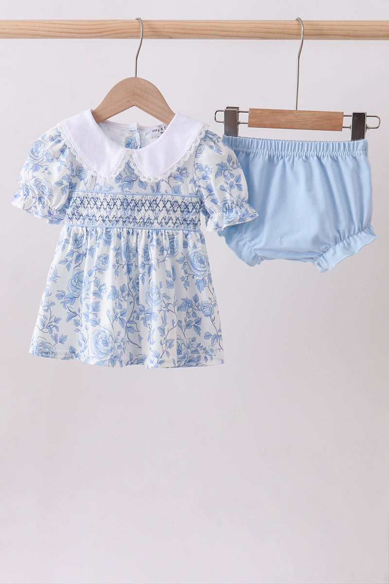 Blue Floral Bloomer Set