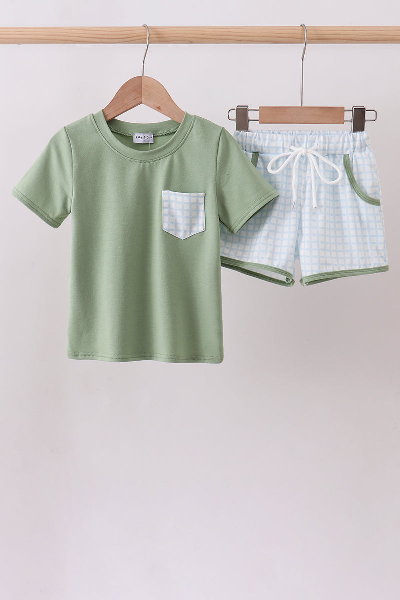 Green Plaid Short Set