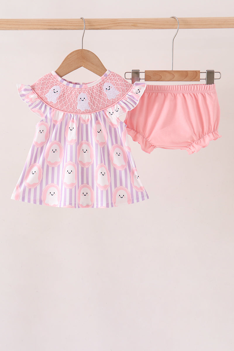 Ghost Stripe. Smock Bloomer Set