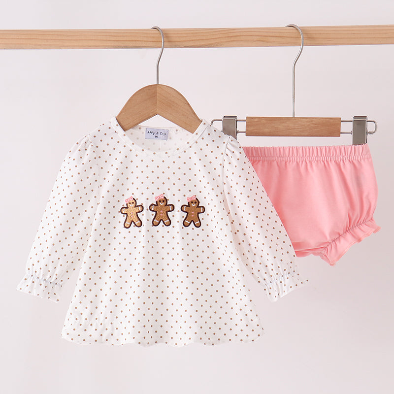 Pink Gingerbread Embroidery Bloomer Set
