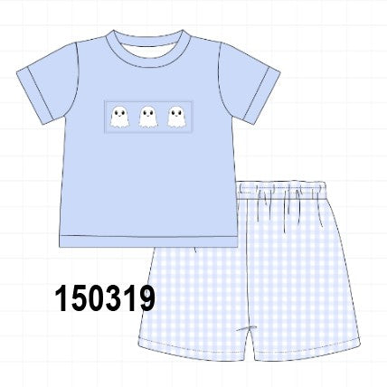 Blue Ghost Gingham Short Set
