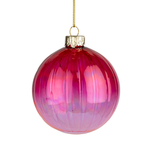 Glass Swirl Pink Glass Ball Ornament
