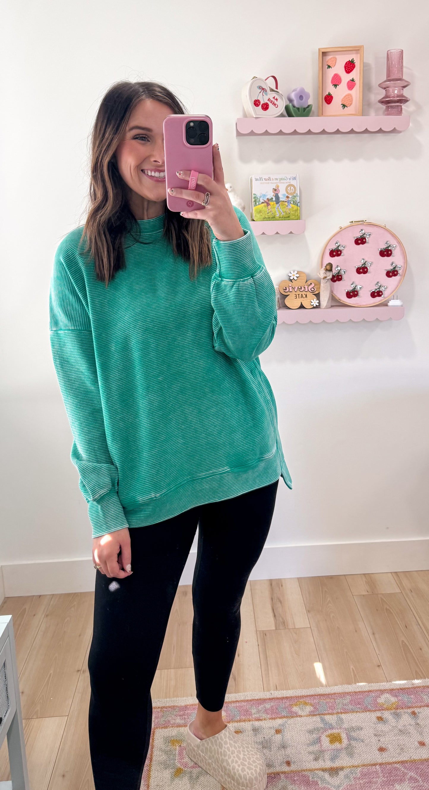 Kyler Ribbed Pullover, Kelly Green