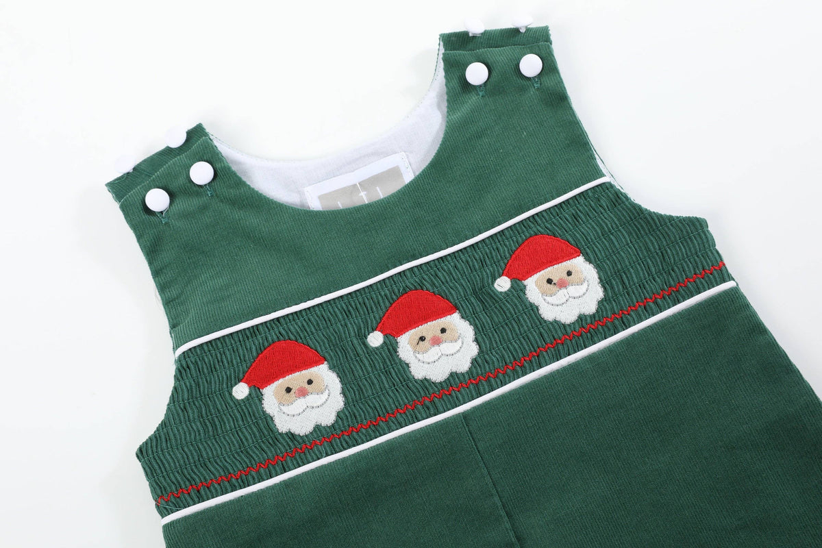 Green Corduroy Santa Smocked Longall