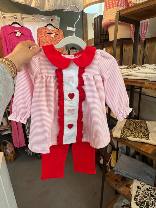 Red valentine's day embroidery pants set