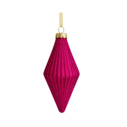 Glass Faceted Fuchsia Diamond Ornament