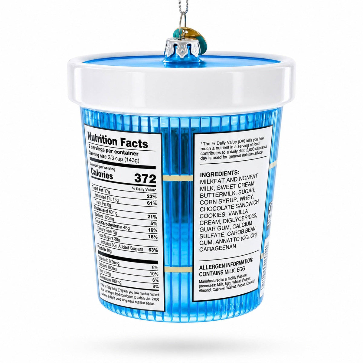 Cookies Ice Cream Pint Glass Ornament
