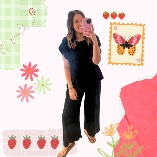 Seaside Scallop Pants, Black