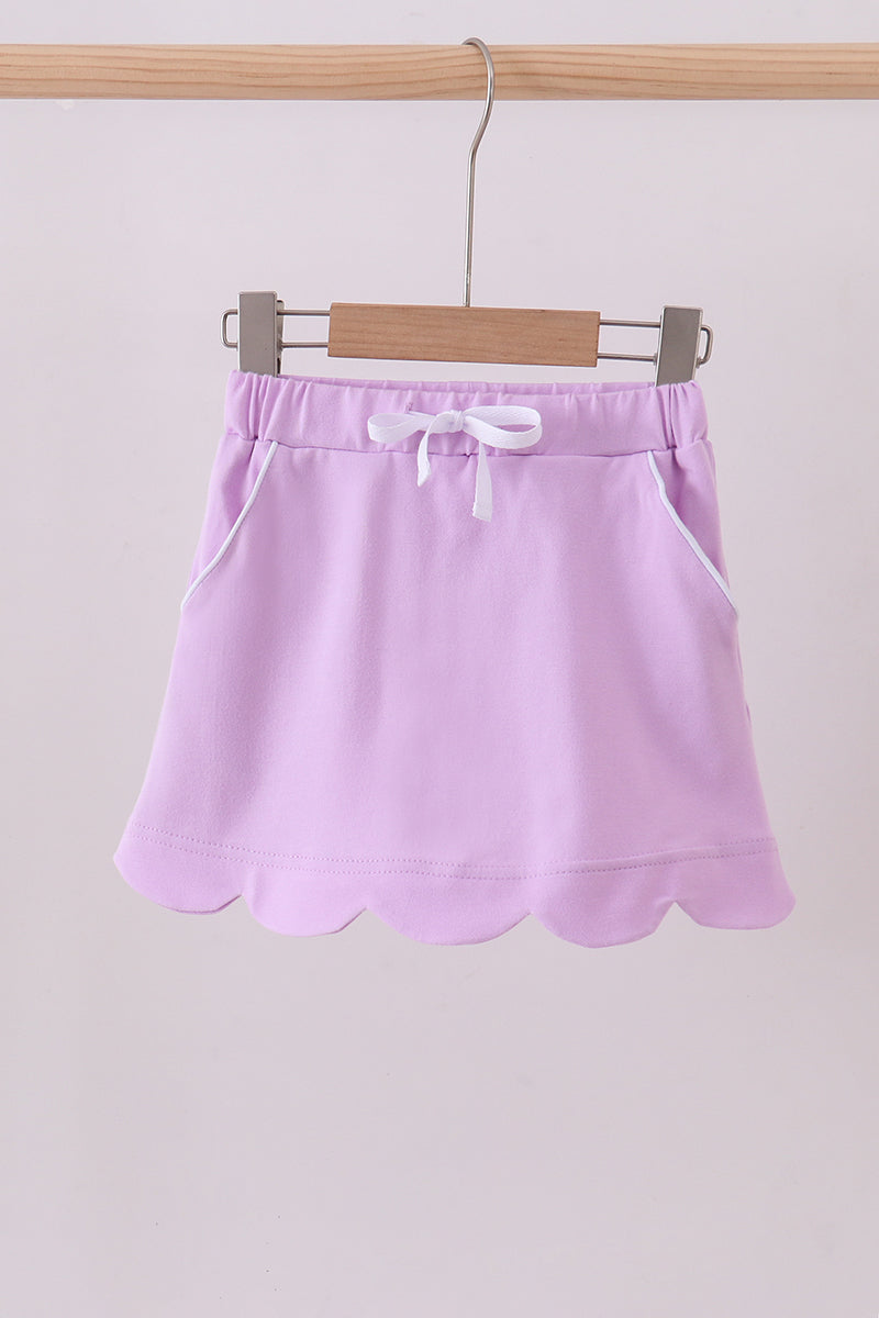 Purple Scallop Hem Bow Skirt