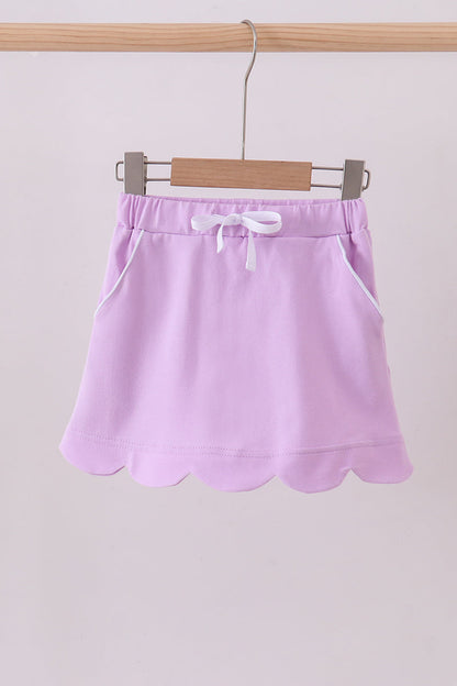 Purple Scallop Hem Bow Skirt