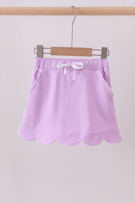 Purple Scallop Hem Bow Skirt