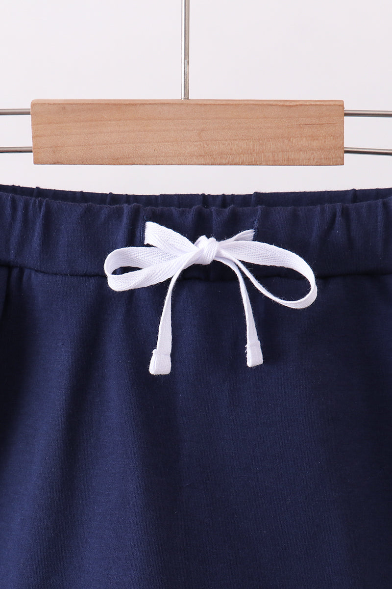 Navy Scallop Hem Bow Skirt