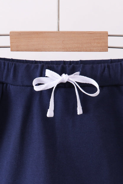 Navy Scallop Hem Bow Skirt