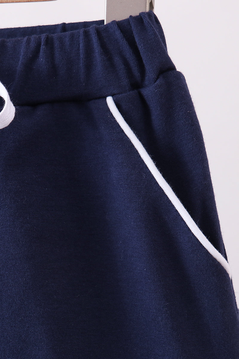 Navy Scallop Hem Bow Skirt