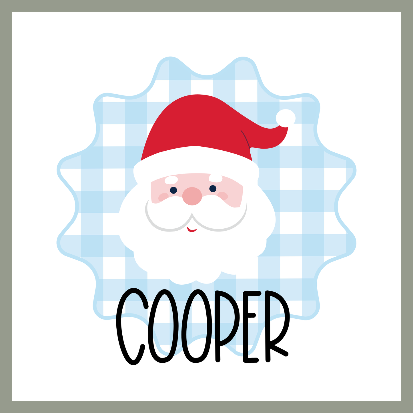 Gingham Santa Blue