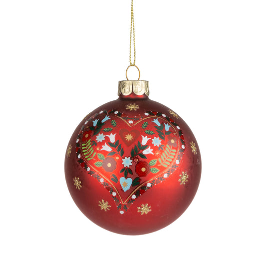 Glass Ball Nordic Heart Ornament