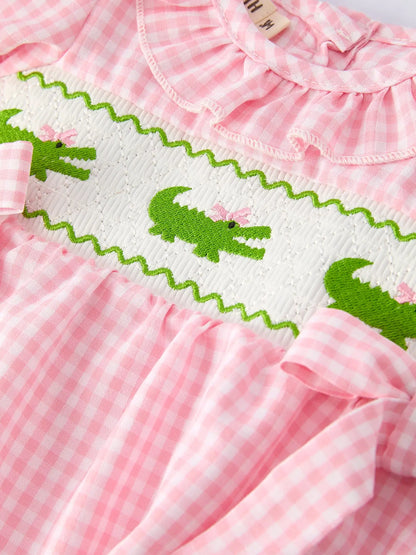 Summer Crocodile Smocked Bubble