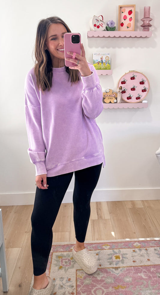 Kyler Ribbed Pullover, Lavender