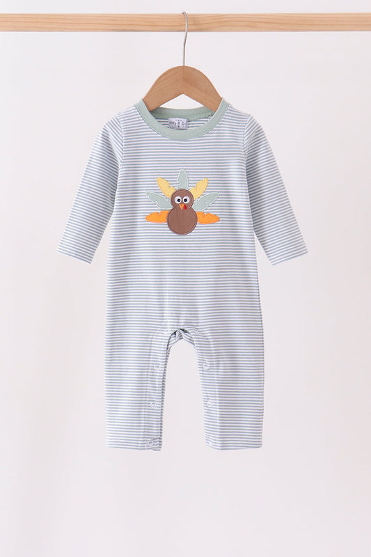 Sage Turkey Stripe Romper