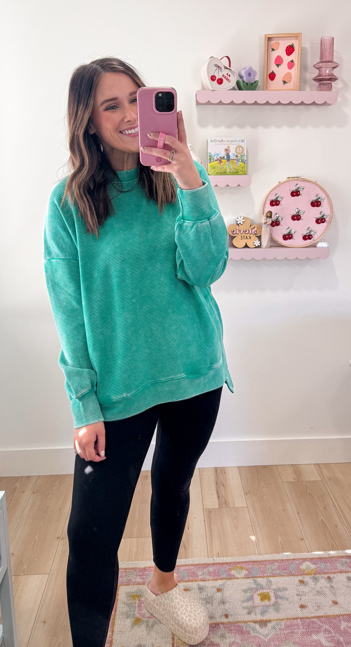 Kyler Ribbed Pullover, Kelly Green