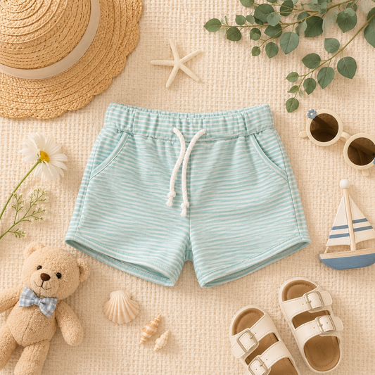 Mint & White Stripe Drawstring Shorts