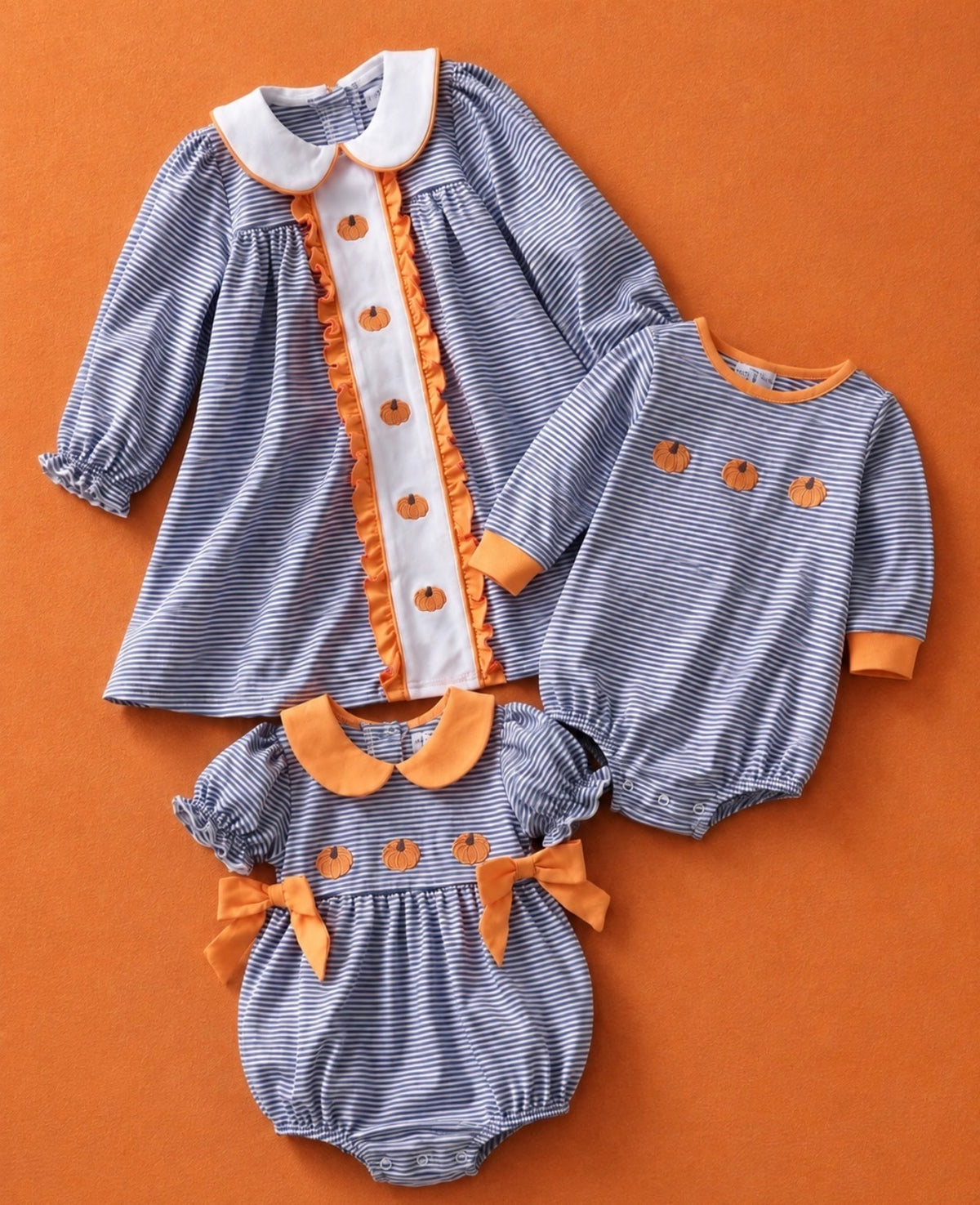 Pumpkin Embroidered Girl Bubble