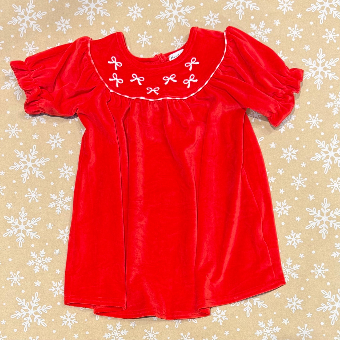 Red Bow Velvet Dress