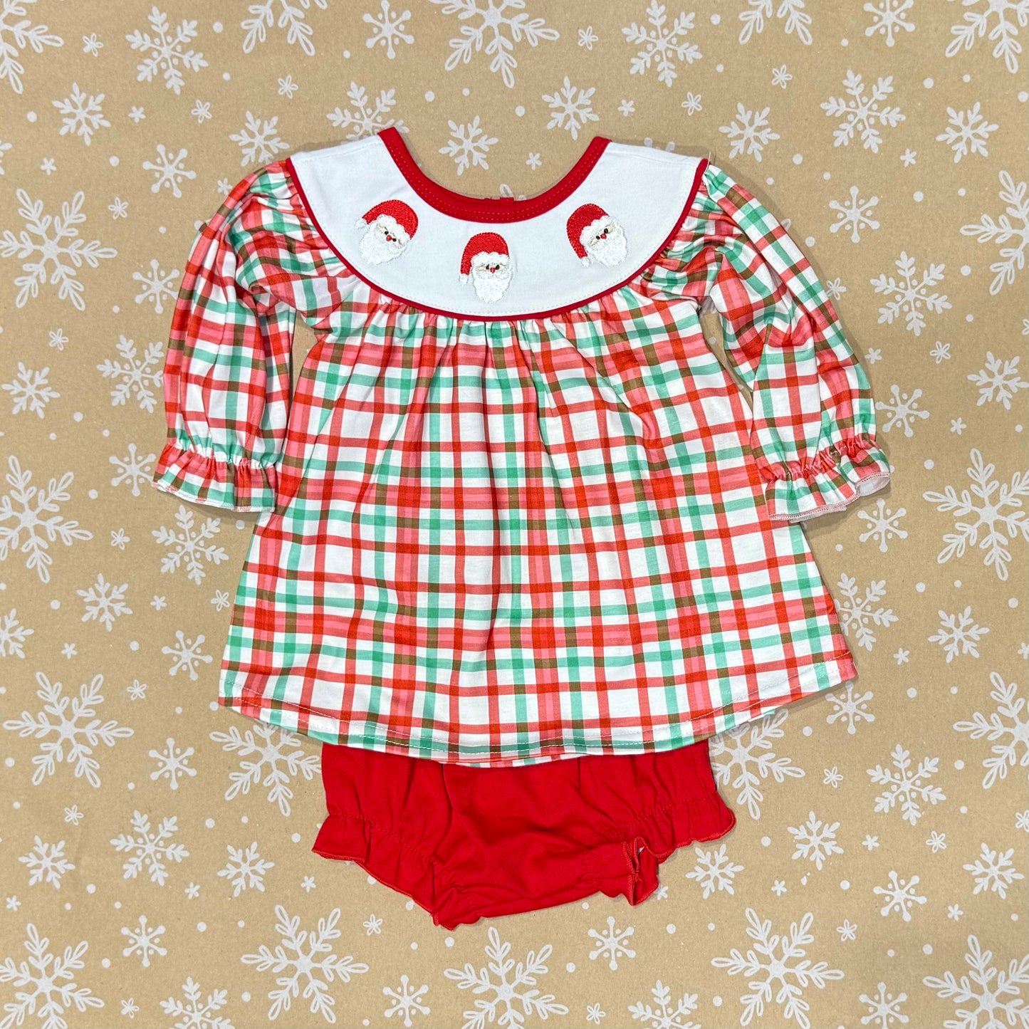 Plaid Santa Bloomer Set