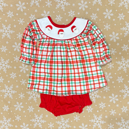 Plaid Santa Bloomer Set