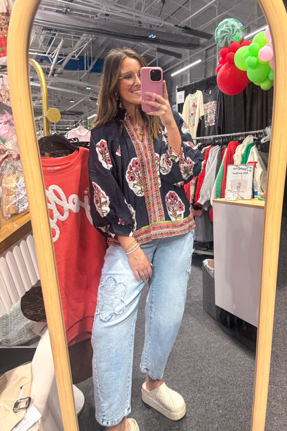 Flower Patch Barrel Jean