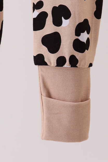 Leopard Bamboo Ruffle Zipper Romper