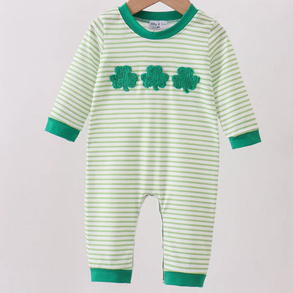 Green Clover French Knot Striped Jumper
