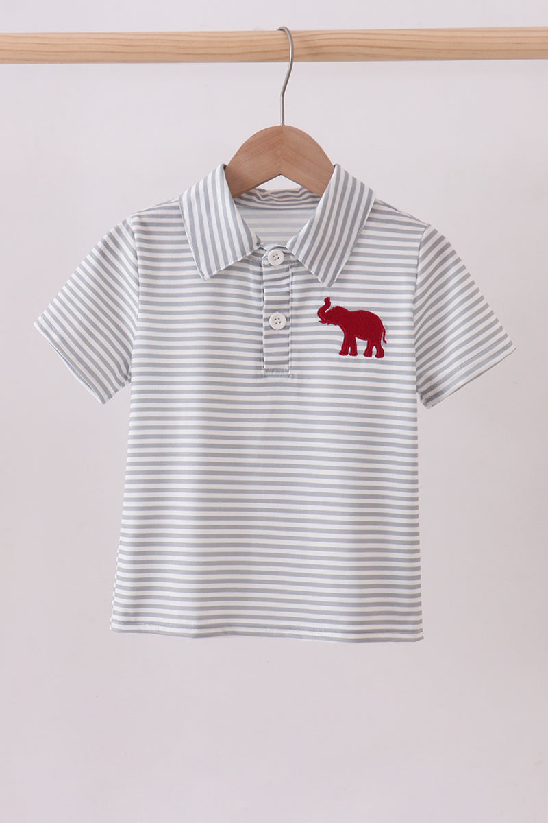 Maroon Alabama Embroidery Stripe Button Down Shirt