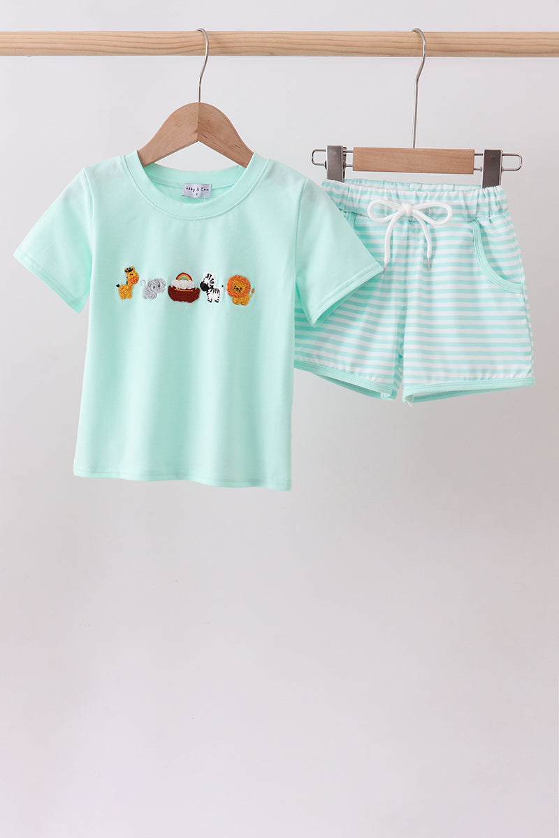 Green French Knot Noah's Ark Short Set