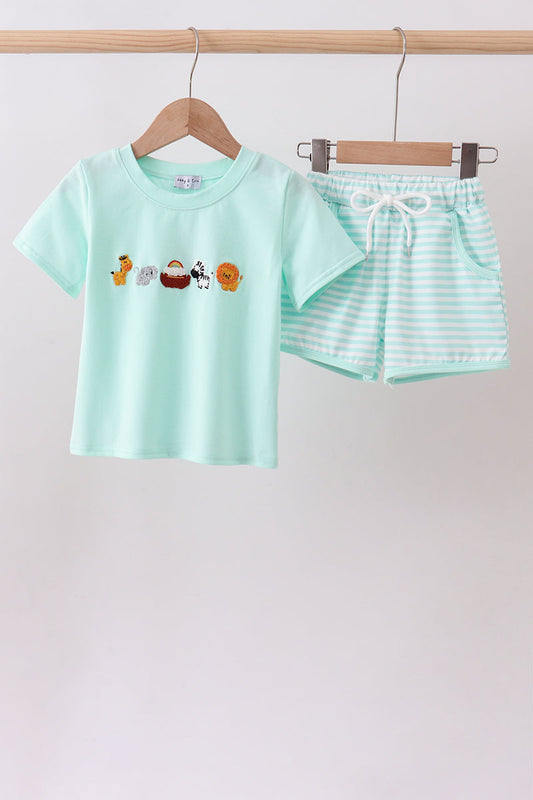 Green French Knot Noah's Ark Short Set