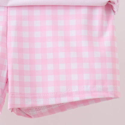 Pink Gingham Active Skort Set