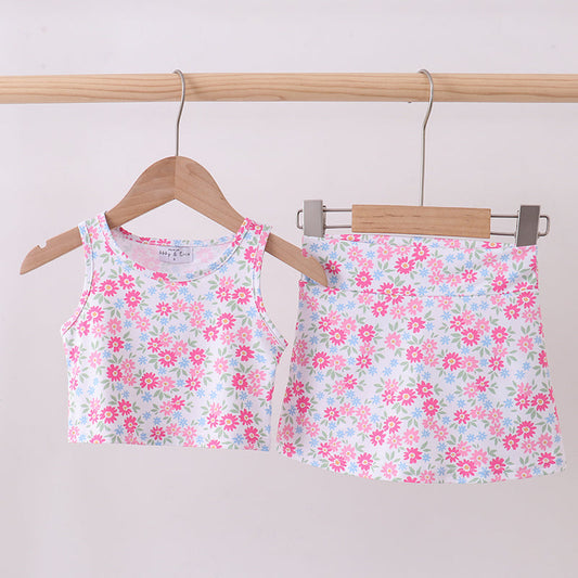 Floral Print Active Skort Set