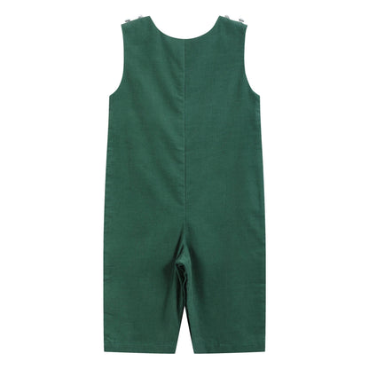 Green Corduroy Santa Smocked Longall