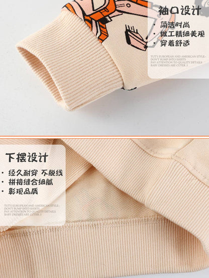 Cute Boys' Long Sleeve Sweatshirt with Excavator Pattern
