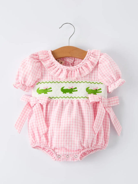 Summer Crocodile Smocked Bubble